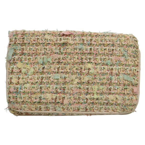 CHANEL Chain Shoulder Bag tweed Pink CC Auth MX268