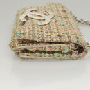 CHANEL Chain Shoulder Bag tweed Pink CC Auth MX268-4