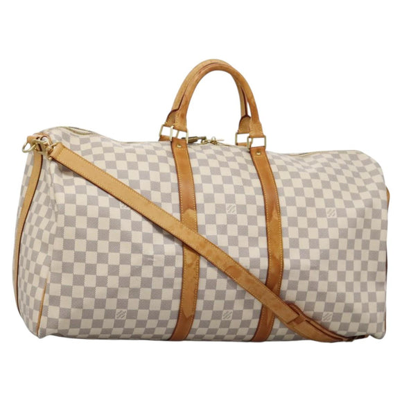 LOUIS VUITTON Damier Azur Keepall Bandouliere 55 Boston Bag N41429 Auth MX269