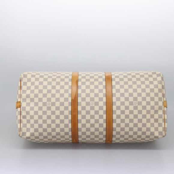 LOUIS VUITTON Damier Azur Keepall Bandouliere 55 Boston Bag N41429 Auth MX269
