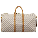 LOUIS VUITTON Damier Azur Keepall Bandouliere 55 Boston Bag N41429 Auth MX269-13