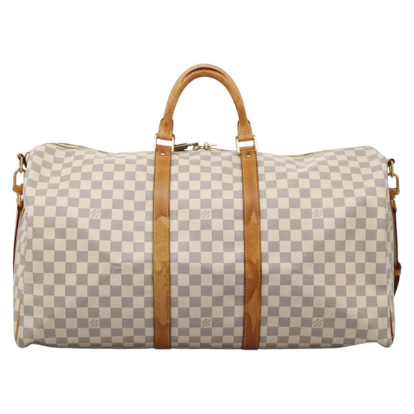 LOUIS VUITTON Damier Azur Keepall Bandouliere 55 Boston Bag N41429 Auth MX269