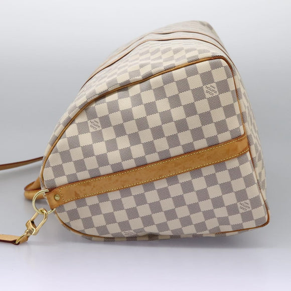 LOUIS VUITTON Damier Azur Keepall Bandouliere 55 Boston Bag N41429 Auth MX269