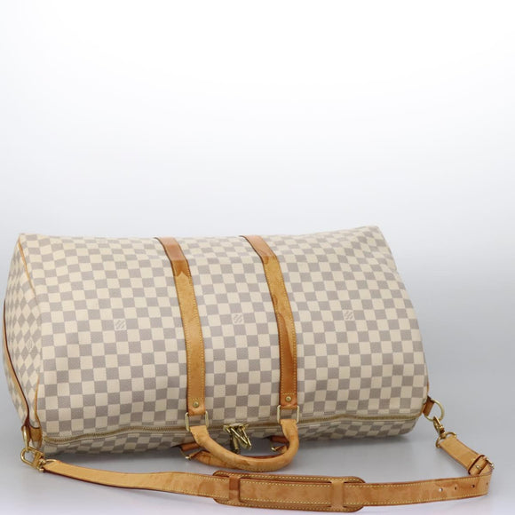 LOUIS VUITTON Damier Azur Keepall Bandouliere 55 Boston Bag N41429 Auth MX269