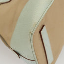 PRADA Hand Bag Canvas Beige Silver Auth MX276-8