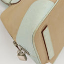 PRADA Hand Bag Canvas Beige Silver Auth MX276-16