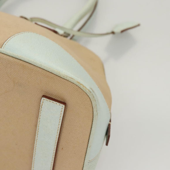 PRADA Hand Bag Canvas Beige Silver Auth MX276