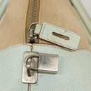 PRADA Hand Bag Canvas Beige Silver Auth MX276-9