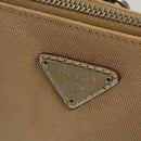 PRADA Hand Bag Canvas Beige Silver Auth MX276-18