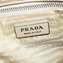 PRADA Hand Bag Canvas Beige Silver Auth MX276-19
