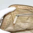 PRADA Hand Bag Canvas Beige Silver Auth MX276-22