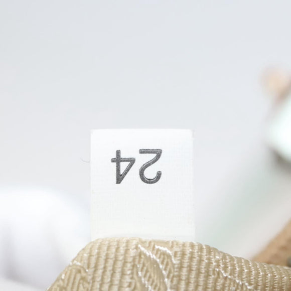 PRADA Hand Bag Canvas Beige Silver Auth MX276