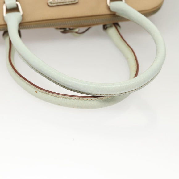 PRADA Hand Bag Canvas Beige Silver Auth MX276