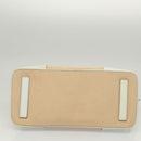 PRADA Hand Bag Canvas Beige Silver Auth MX276-5