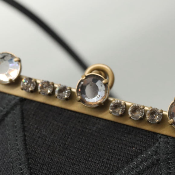 Miu Miu Shoulder Bag Leather Black Gold Auth MX290