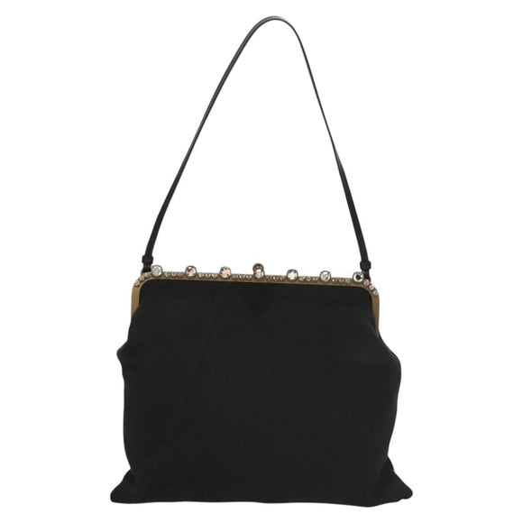 Miu Miu Shoulder Bag Leather Black Gold Auth MX290