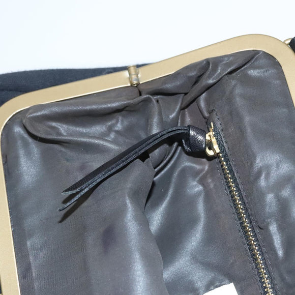 Miu Miu Shoulder Bag Leather Black Gold Auth MX290