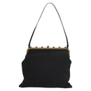 Miu Miu Shoulder Bag Leather Black Gold Auth MX290-2