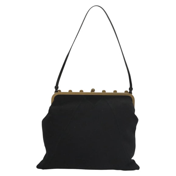 Miu Miu Shoulder Bag Leather Black Gold Auth MX290