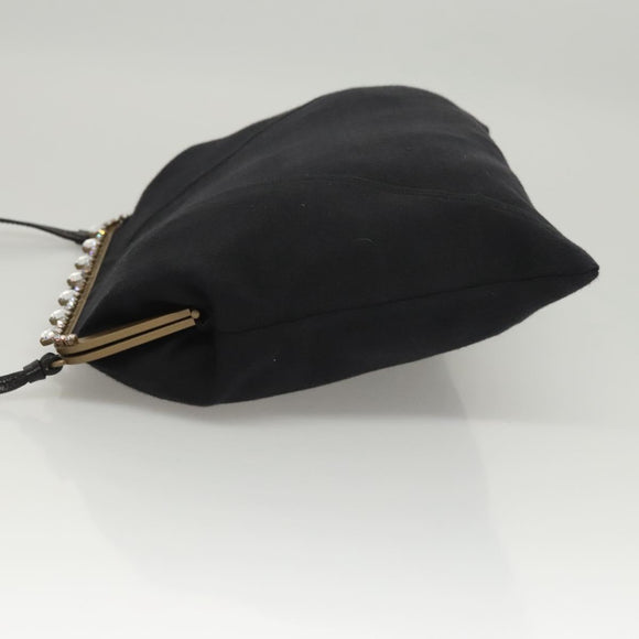 Miu Miu Shoulder Bag Leather Black Gold Auth MX290