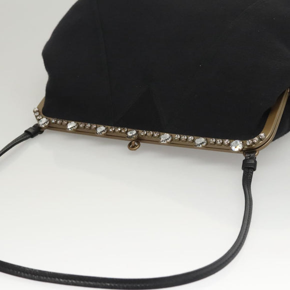Miu Miu Shoulder Bag Leather Black Gold Auth MX290