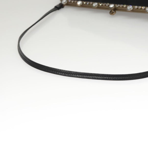 Miu Miu Shoulder Bag Leather Black Gold Auth MX290