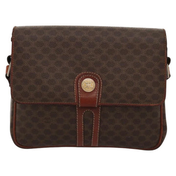 CELINE Macadam Canvas Shoulder Bag PVC Leather Brown Gold Auth MX296 - 0