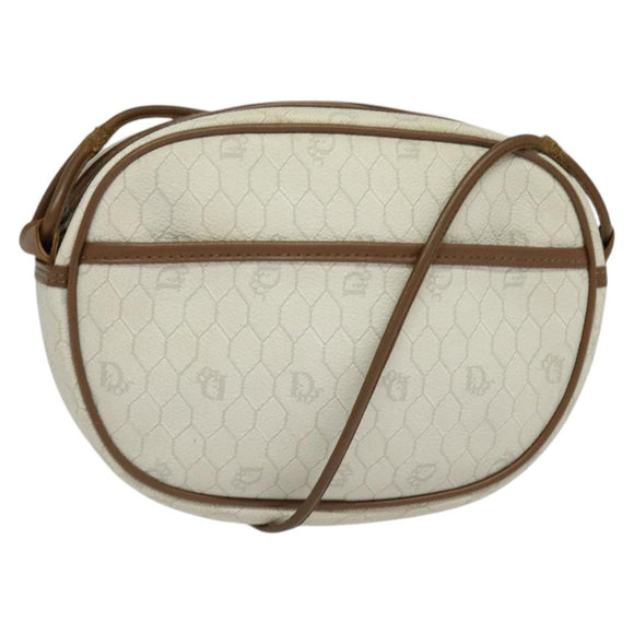 Christian Dior Honeycomb Canvas Shoulder Bag PVC White Auth MX307