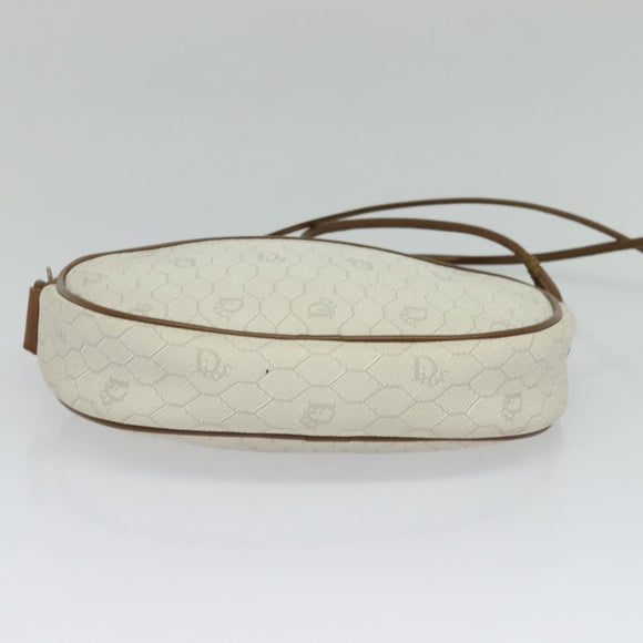 Christian Dior Honeycomb Canvas Shoulder Bag PVC White Auth MX307