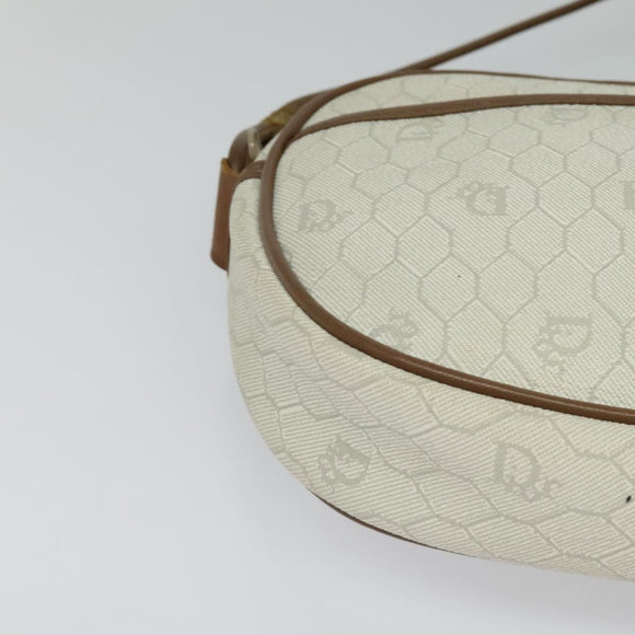 Christian Dior Honeycomb Canvas Shoulder Bag PVC White Auth MX307