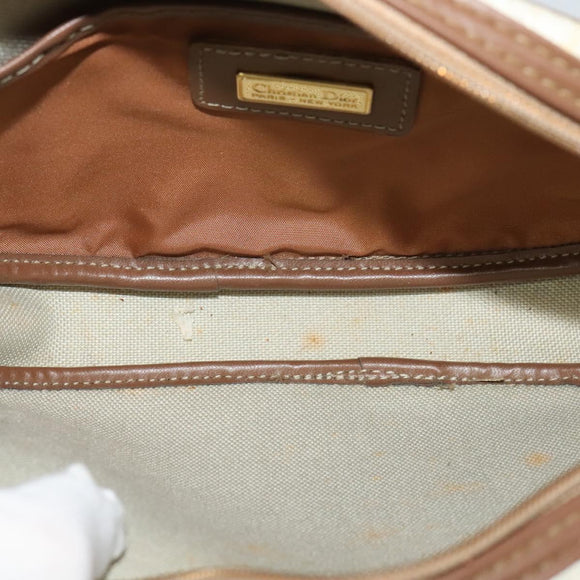 Christian Dior Honeycomb Canvas Shoulder Bag PVC White Auth MX307