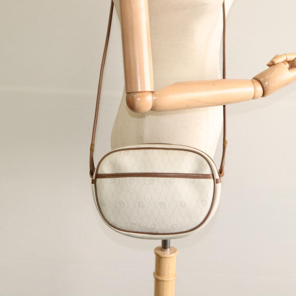 Christian Dior Honeycomb Canvas Shoulder Bag PVC White Auth MX307