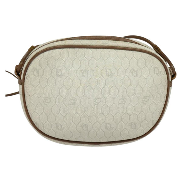 Christian Dior Honeycomb Canvas Shoulder Bag PVC White Auth MX307