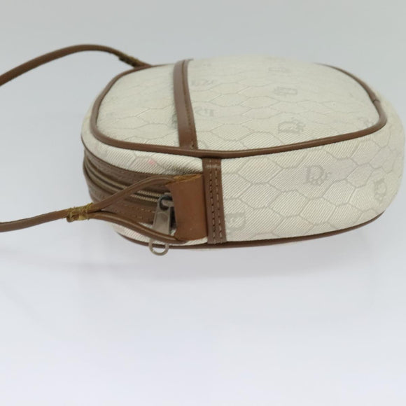 Christian Dior Honeycomb Canvas Shoulder Bag PVC White Auth MX307