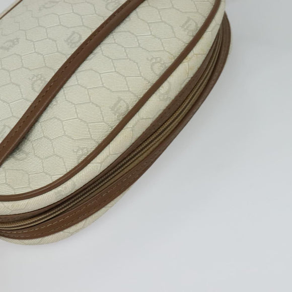 Christian Dior Honeycomb Canvas Shoulder Bag PVC White Auth MX307