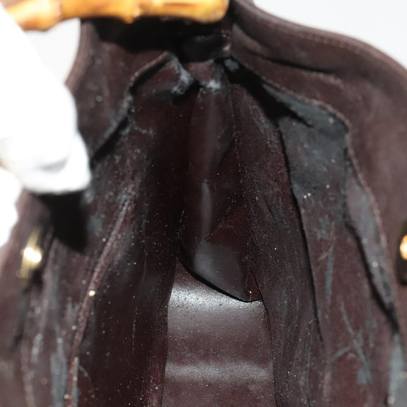 GUCCI Bamboo Shoulder Bag Leather 2way Brown Gold 001 3444 1638 Auth MX324