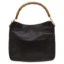 GUCCI Bamboo Shoulder Bag Leather 2way Brown Gold 001 3444 1638 Auth MX324-13