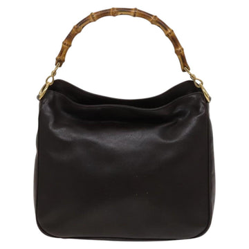 GUCCI Bamboo Shoulder Bag Leather 2way Brown Gold 001 3444 1638 Auth MX324 - 0