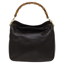 GUCCI Bamboo Shoulder Bag Leather 2way Brown Gold 001 3444 1638 Auth MX324 - 0