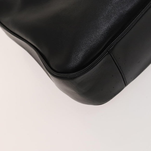 GUCCI Bamboo Shoulder Bag Leather 2way Black Gold 001 1577 Auth MX325