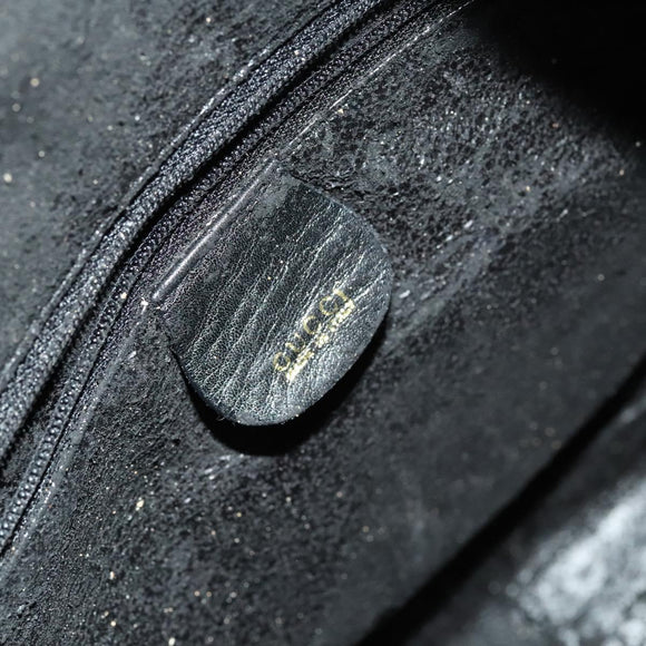 GUCCI Bamboo Shoulder Bag Leather 2way Black Gold 001 1577 Auth MX325