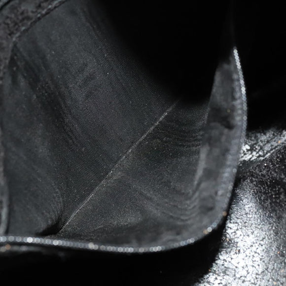 GUCCI Bamboo Shoulder Bag Leather 2way Black Gold 001 1577 Auth MX325