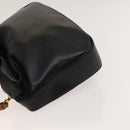 GUCCI Bamboo Shoulder Bag Leather 2way Black Gold 001 1577 Auth MX325-4