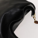 GUCCI Bamboo Shoulder Bag Leather 2way Black Gold 001 1577 Auth MX325-6