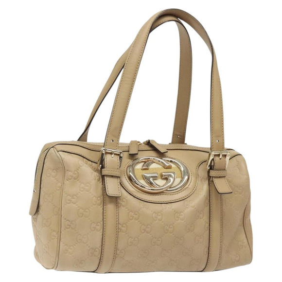 GUCCI GG Canvas Sherry Line Guccissima Bag Leather Beige Gold 170009 Auth MX329