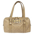 GUCCI GG Canvas Sherry Line Guccissima Bag Leather Beige Gold 170009 Auth MX329-13