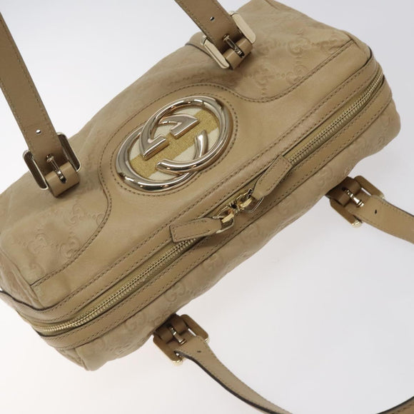 GUCCI GG Canvas Sherry Line Guccissima Bag Leather Beige Gold 170009 Auth MX329