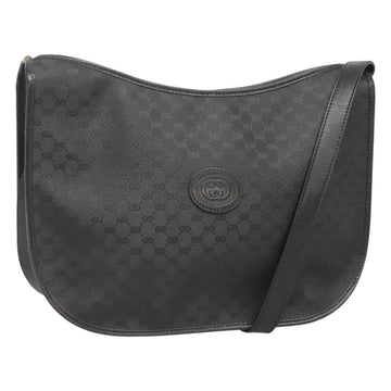 GUCCI Micro GG Supreme Shoulder Bag PVC Black Gold Auth MX332