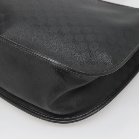 GUCCI Micro GG Supreme Shoulder Bag PVC Black Gold Auth MX332