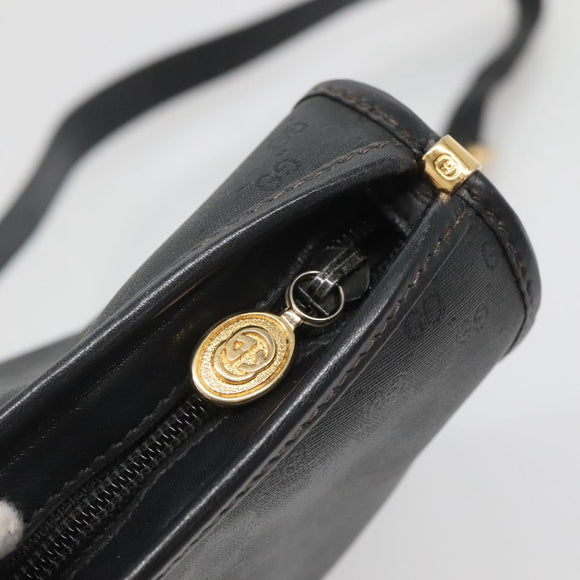 GUCCI Micro GG Supreme Shoulder Bag PVC Black Gold Auth MX332
